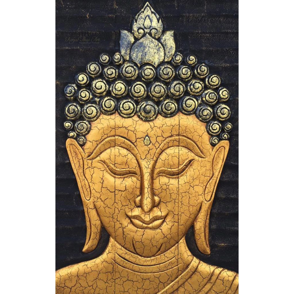 Bangkok Painting Carved Wood Wall Art Gold Buddha Painting