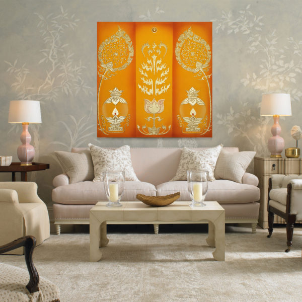 Bangkok Painting Lotus Decor Ancient Thai Pattern With Lighted Candles