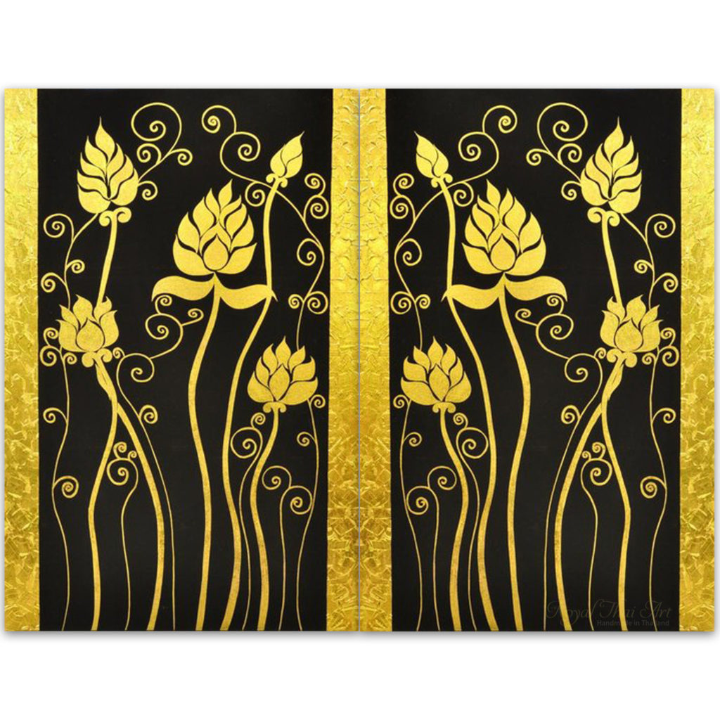 Bangkok Painting Lotus Painting Classical Gold Color