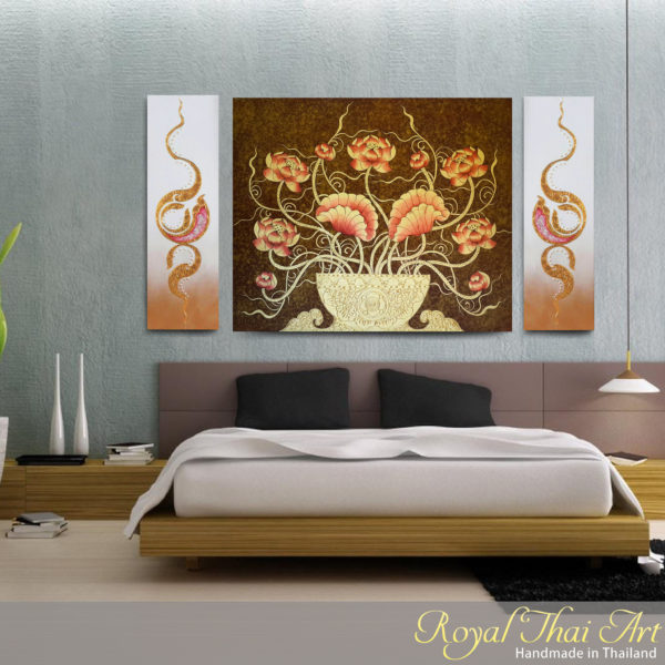 Bangkok Painting Lotus Wall Decor Exclusive Thai Design