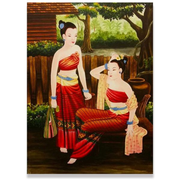 Bangkok Painting Woman Art Painting Ancient Thai